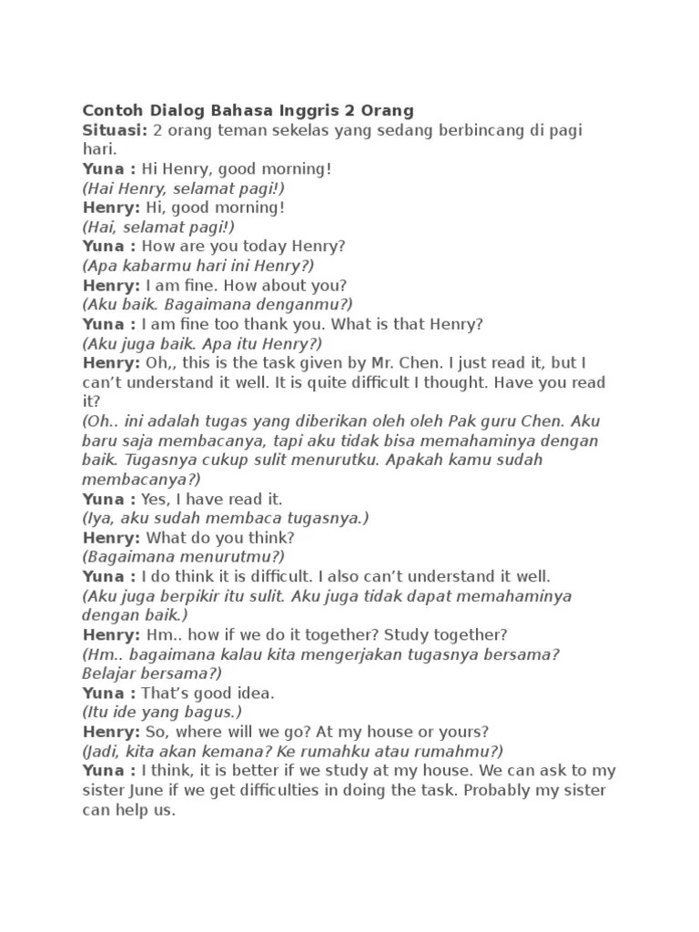 Contoh Dialog Bahasa Inggris 2 Orang | PDF
