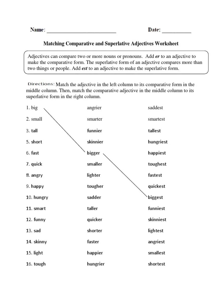 Matching Comparative Superlative Adjectives 2 | PDF