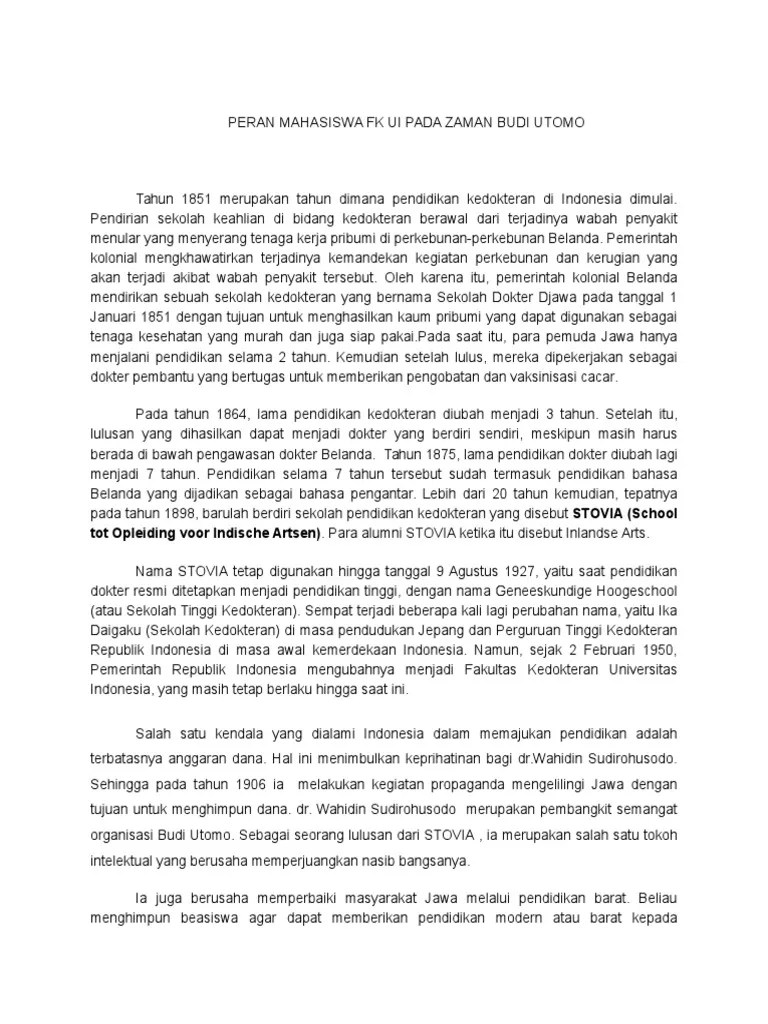 Peran Mahasiswa FK Ui Dalam Budi Utomo | PDF