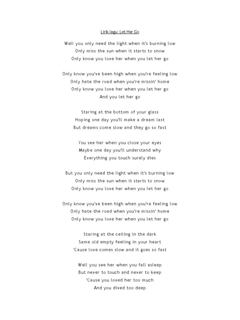 Chord Let Her Go Versi Indonesia