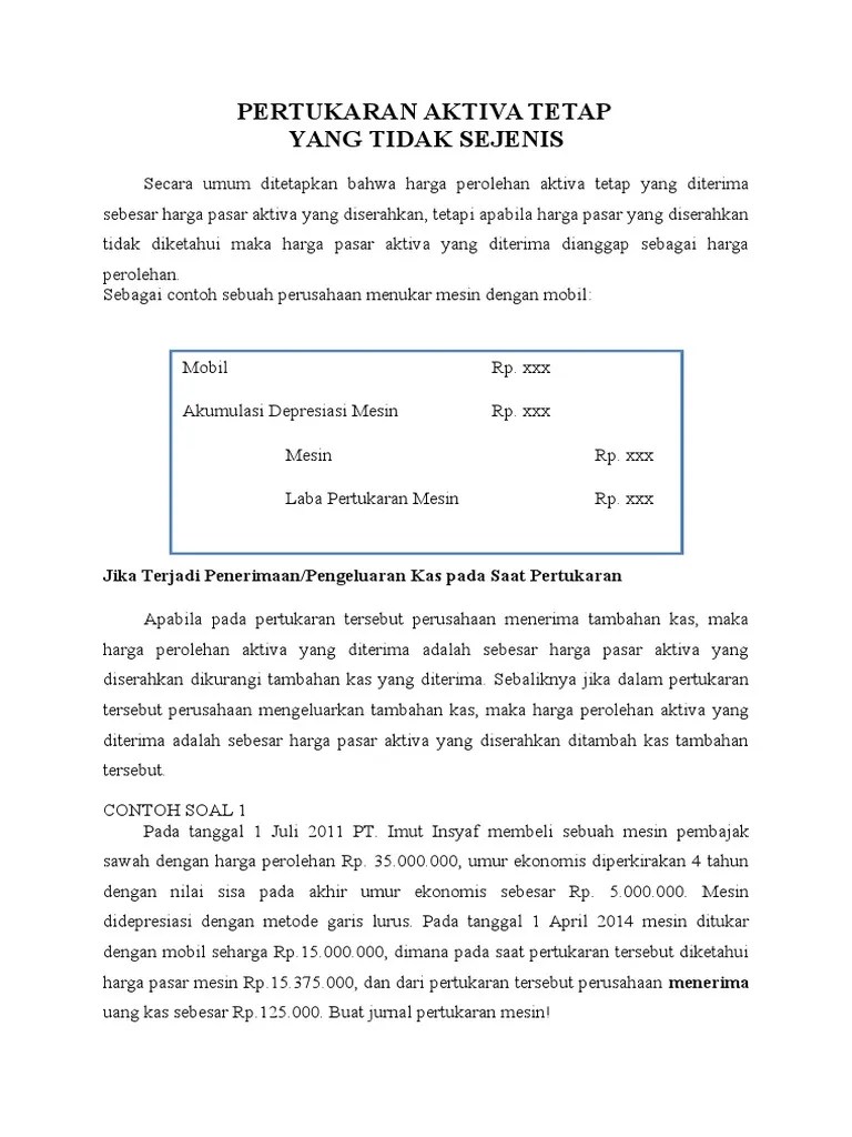Pertukaran Aktiva Tidak Sejenis | PDF