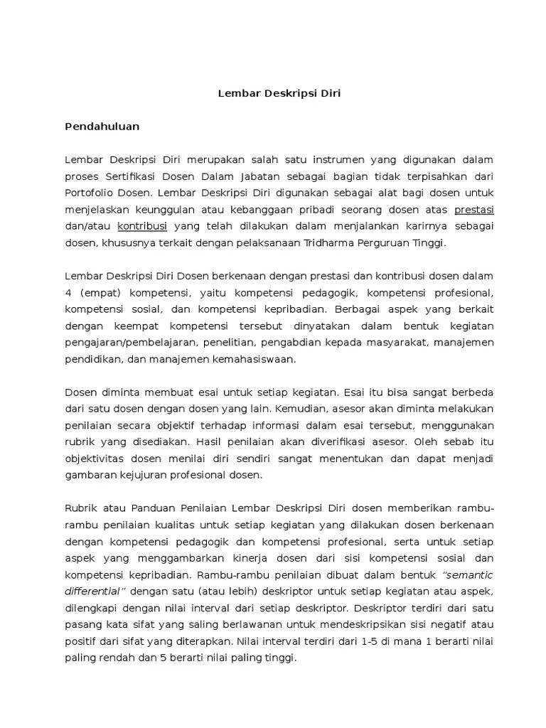 Contoh Deskripsi Tentang Diri Sendiri - Mosaicone