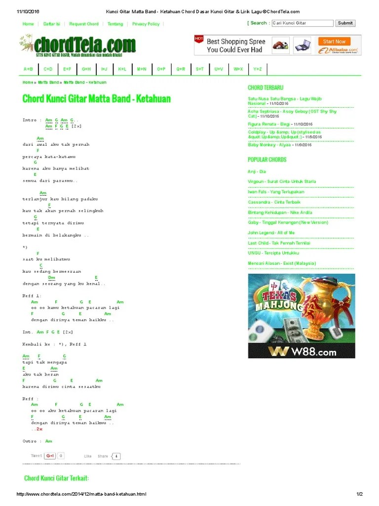 Chord Rindu Sendiri Chordtela