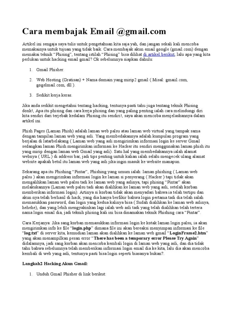 Cara Membajak Email | PDF