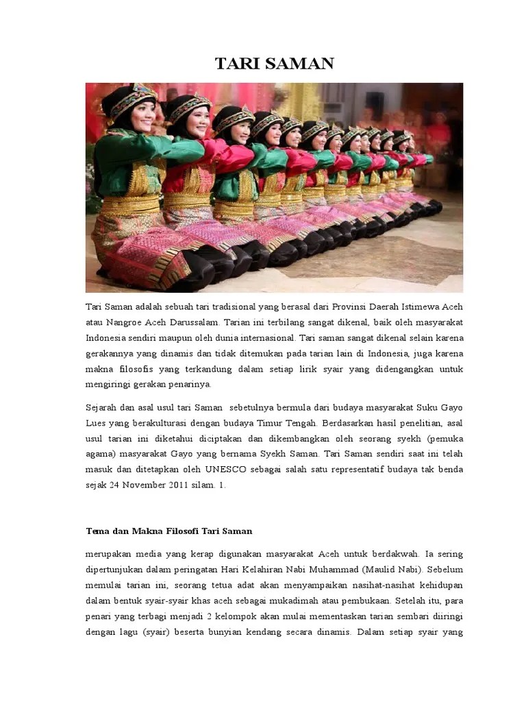 Penjelasan Tari Saman
