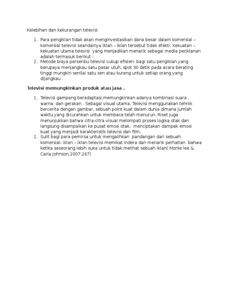 Kekurangan Televisi – Sedang