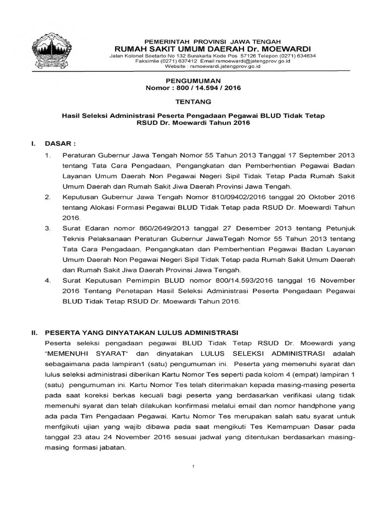 Pengumuman Administrasi | PDF