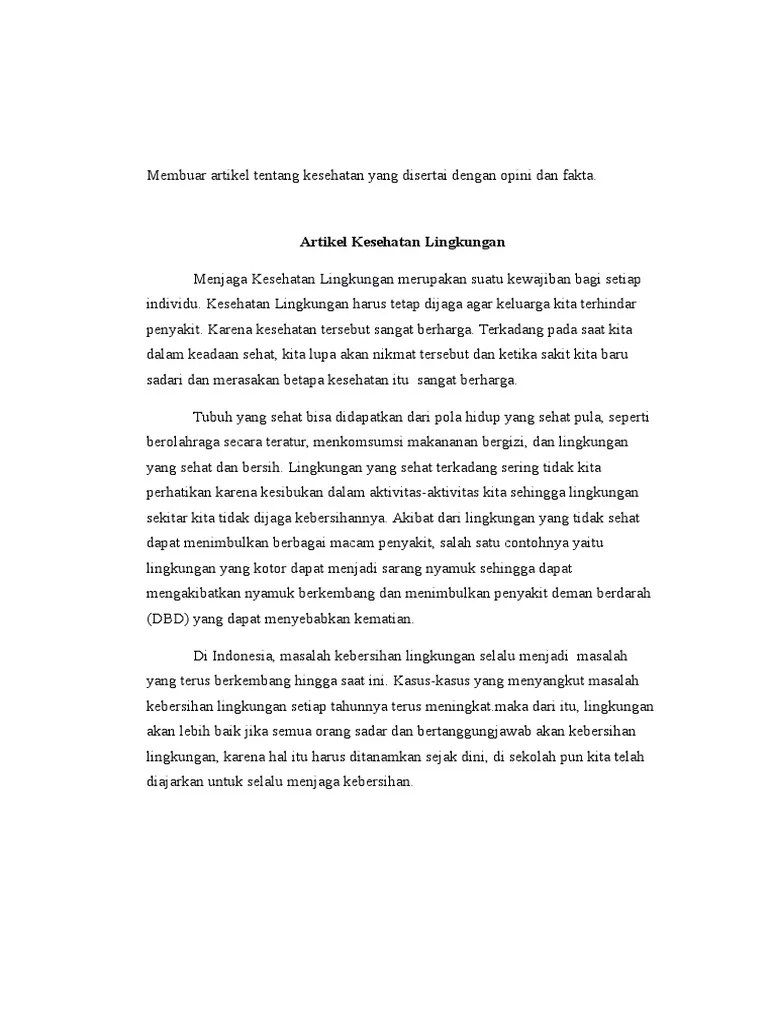 Tugas Bahasa Indonesia (Membuat Artikel Beserta Opini Dan Fakta) | PDF