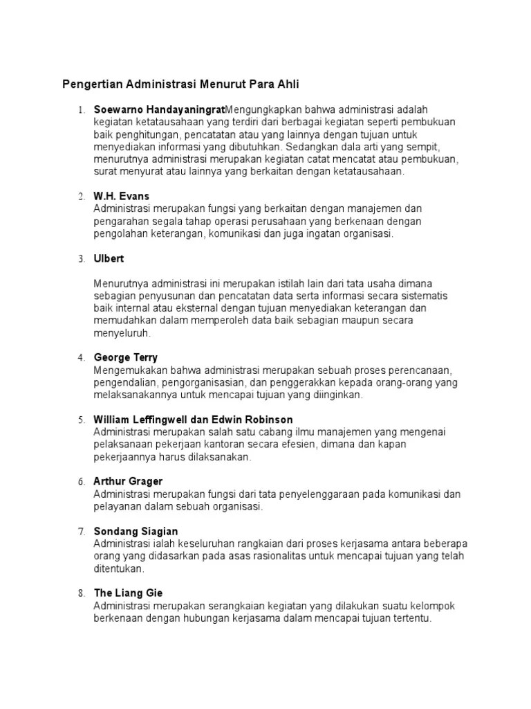 Pengertian Administrasi Menurut para Ahli | PDF