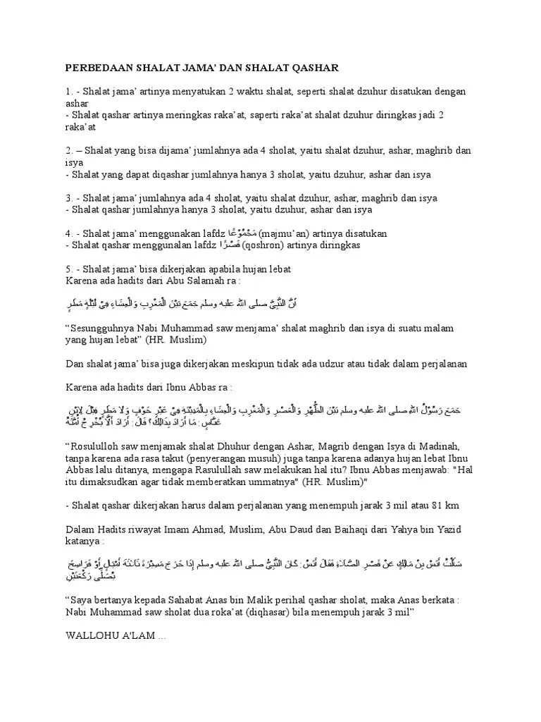 Perbedaan Shalat Jama | PDF