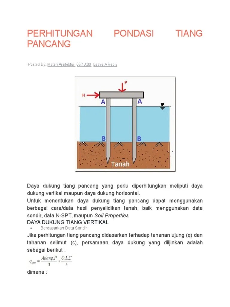 Perhitungan Pondasi Tiang Pancang | PDF