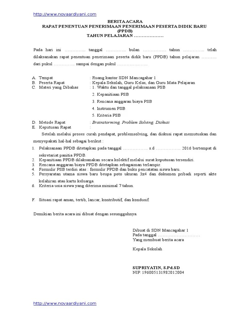 Berita Acara PPDB | PDF