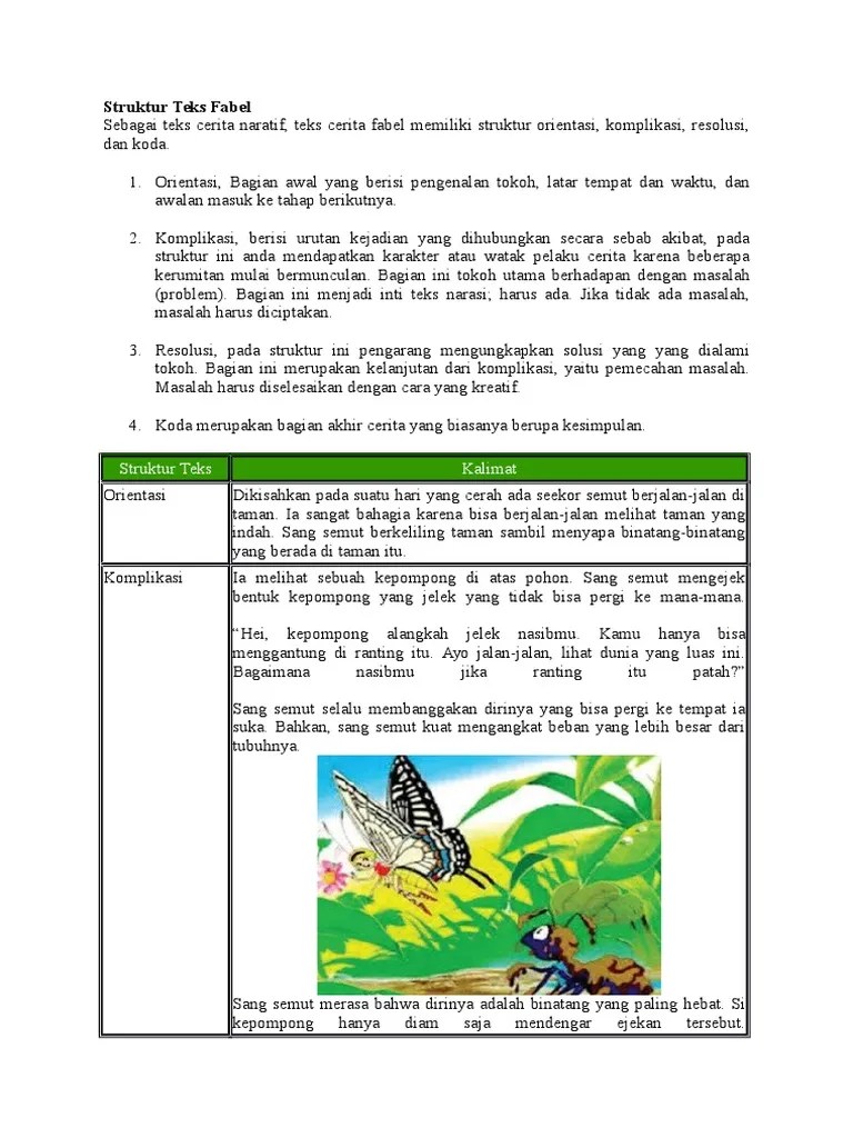 Contoh Cerita Fabel Beserta Strukturnya Orientasi Komplikasi Resolusi Koda  Singkat