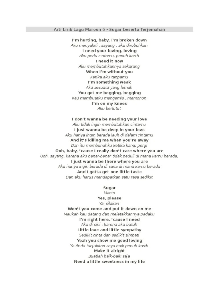 Nobody&rsquo;s Love Maroon 5 Lyrics Terjemahan