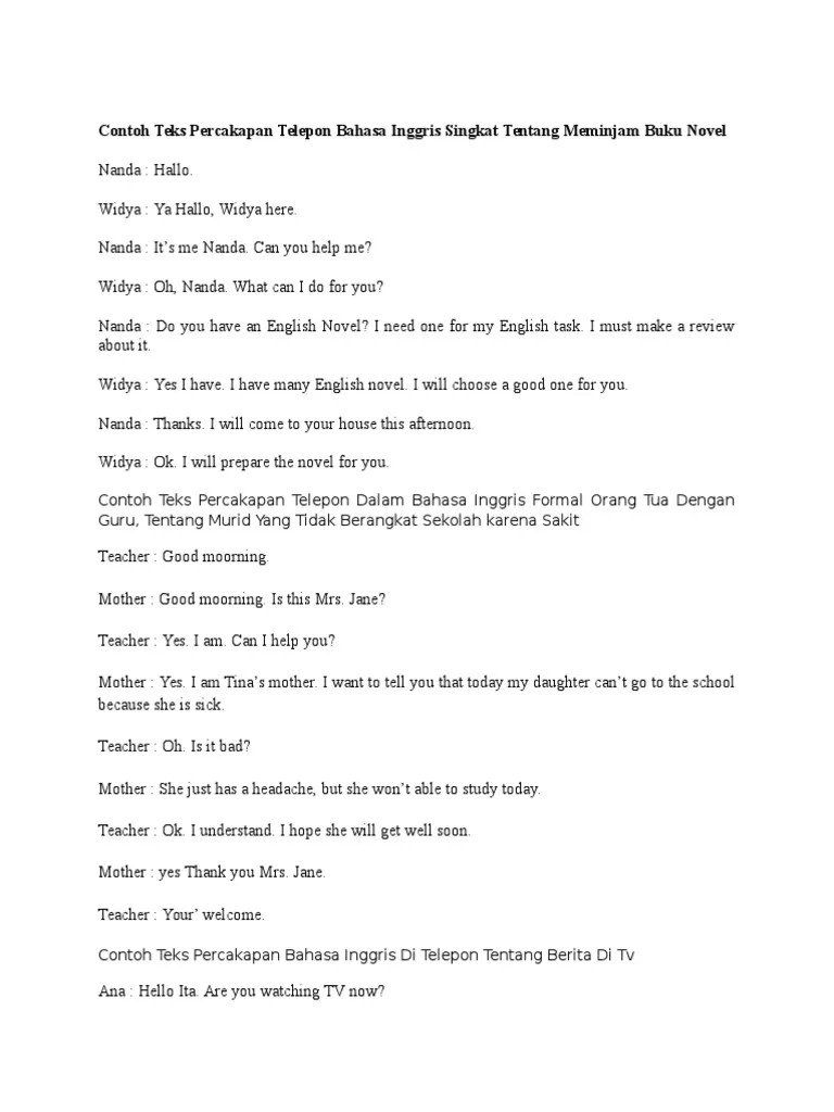Contoh Percakapan Telepon Dalam Bahasa Inggris - Ruang Soal