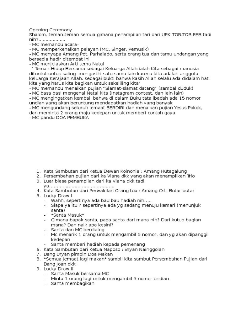 Teks MC Perayaan | PDF