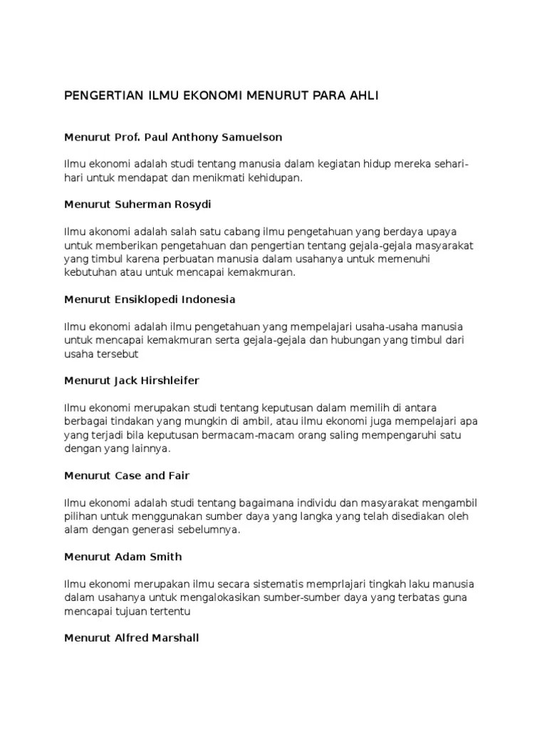 Pengertian Ilmu Ekonomi Menurut Paul Samuelson - Terkait Ilmu