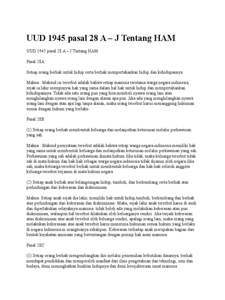 Isi Pasal 27 Ayat 2 Uud 1945 Adalah