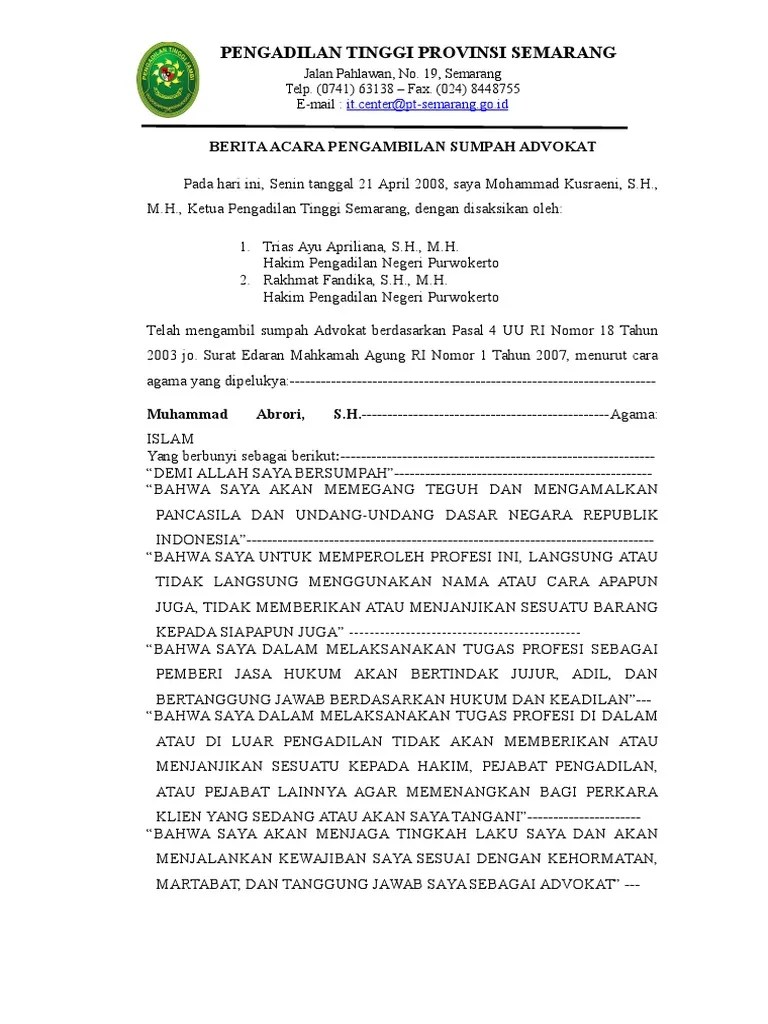 Berita Acara Sumpah | PDF