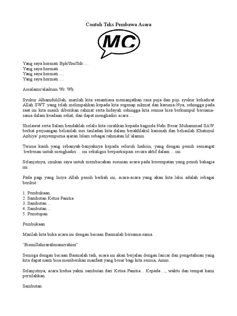 Contoh Teks Pembawa Acara Resmi | PDF