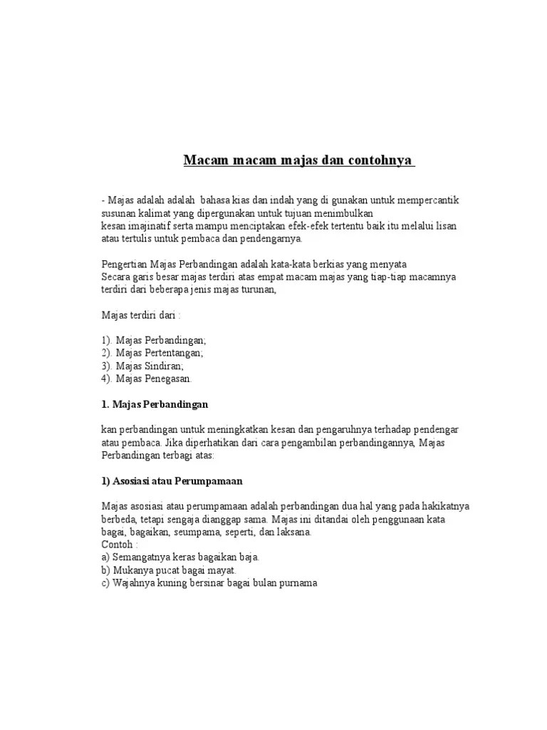 Contoh Majas Perumpamaan Beserta Artinya