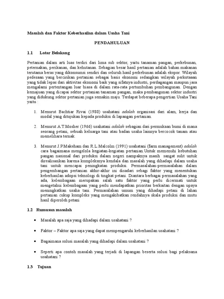 Faktor-Faktor Yang Mempengaruhi Keberhasilan Usahatani | PDF