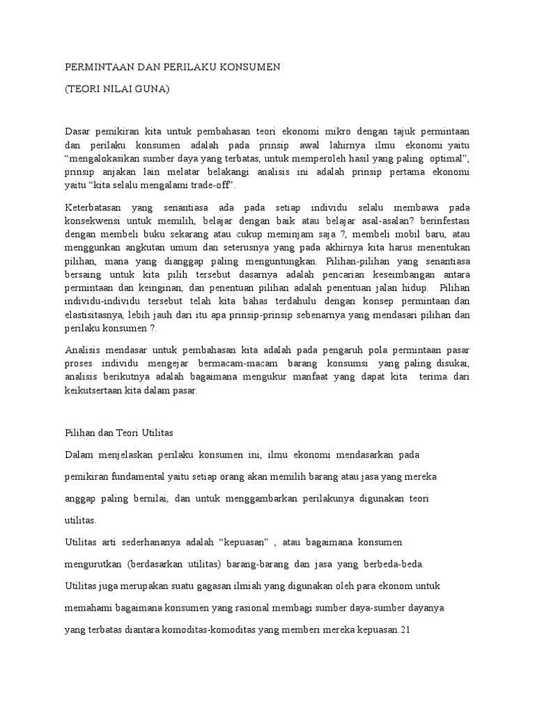 Permintaan Dan Perilaku Konsumen