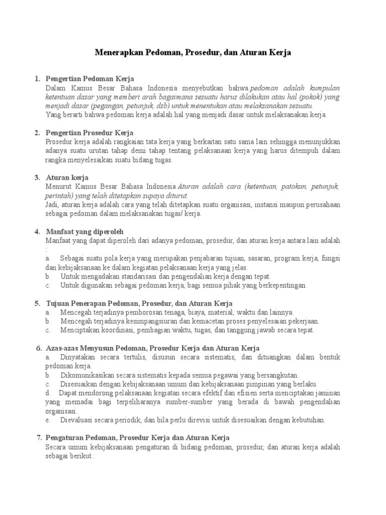 Menerapkan Pedoman Prosedur Dan Aturan K | PDF