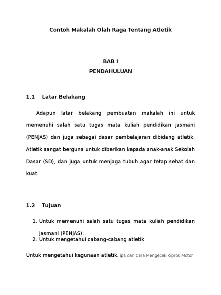 Contoh Makalah Olah Raga Tentang Atletik | PDF