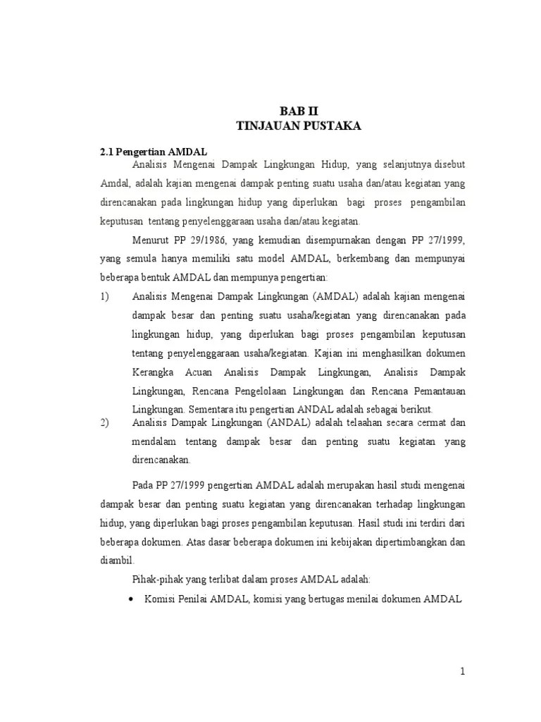 Pengertian Amdal Menurut Pp No 27 Tahun 1999 - Tentang Tahun