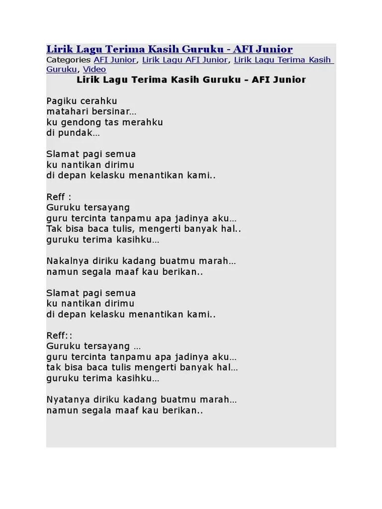 Download Video Lagu Guruku Tersayang Guru Tercinta - Seputaran Guru