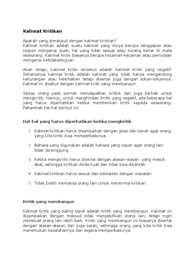 Kalimat Kritikan | PDF