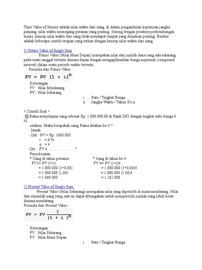 Contoh Soal Dan Jawaban Time Value Of Money - Barisan Contoh