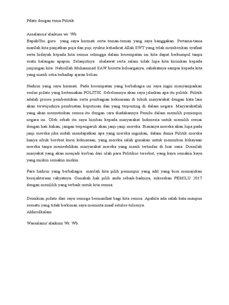 Contoh Teks Pidato Tentang Politik Di Indonesia // Kumpulan Contoh Terbaru