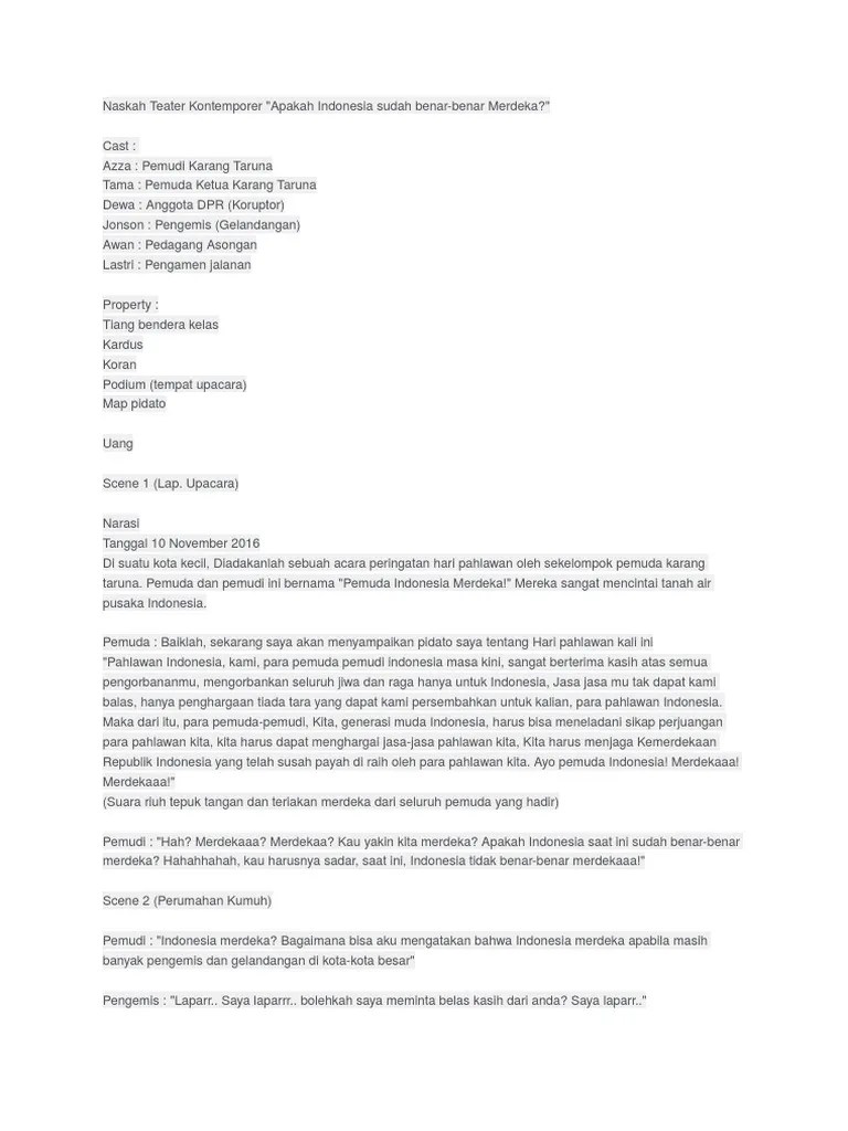 Naskah Teater Kontemporer | PDF
