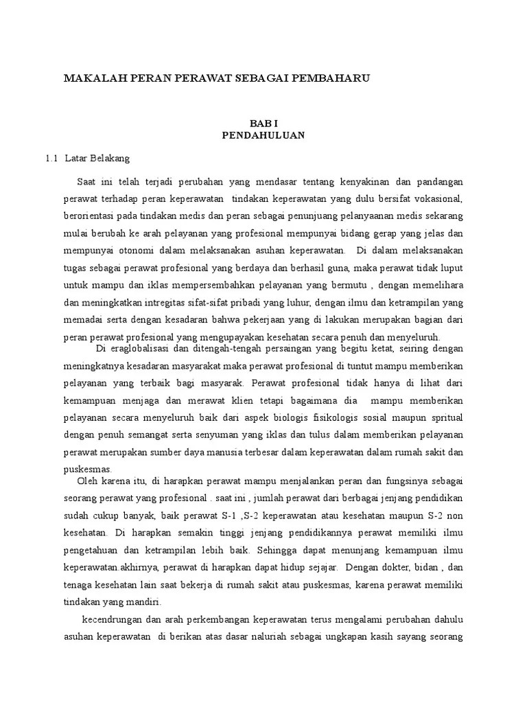 Makalah Peran Perawat Sebagai Pembaharu | PDF