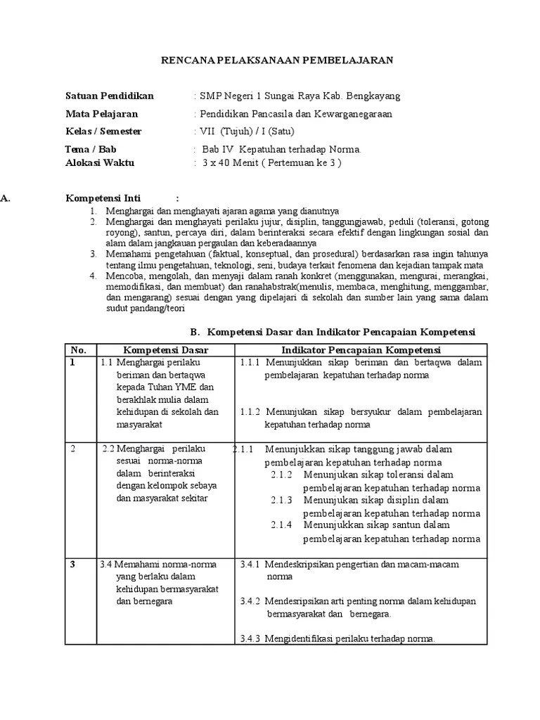RPP Kls 7 Bab 4 PPKN Herni (1) | PDF
