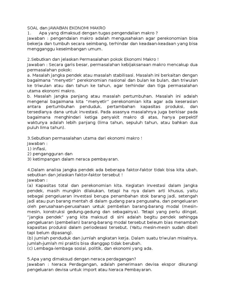 Soal Dan Jawaban Ekonomi Makro | PDF