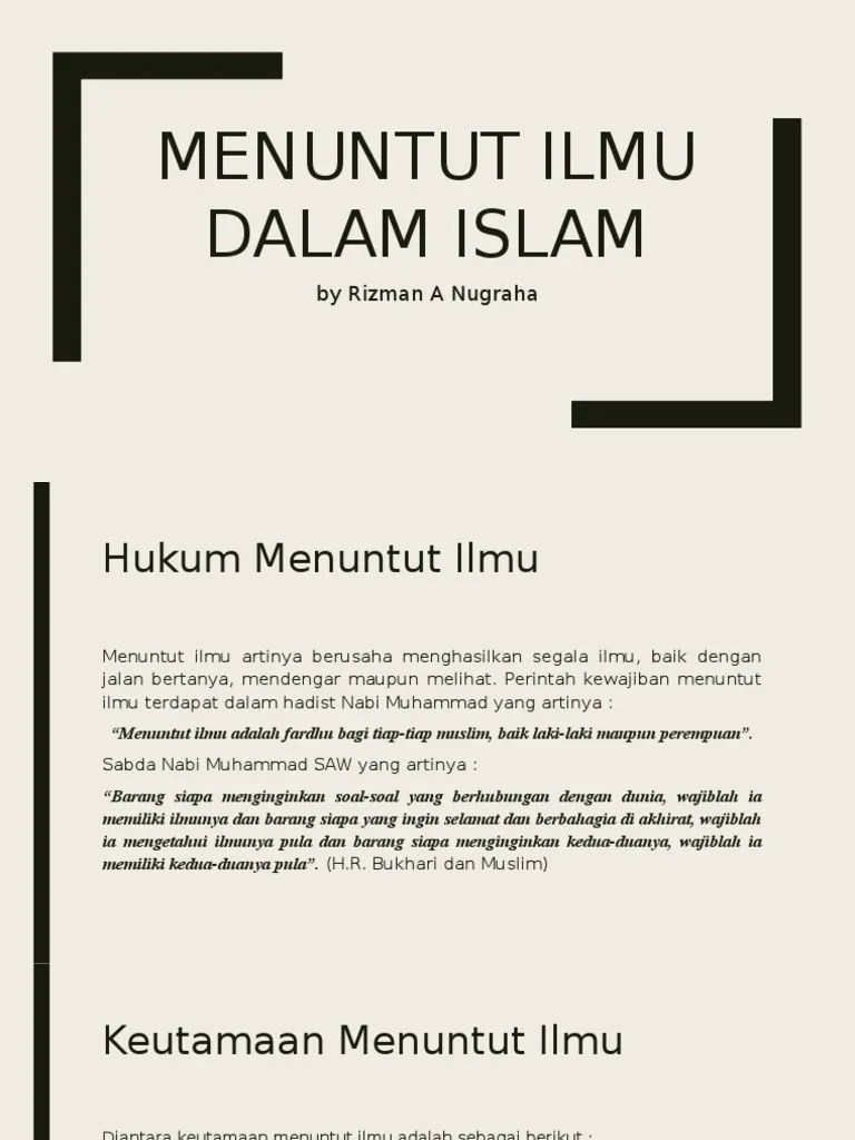 Menuntut Ilmu Dalam Islam | PDF