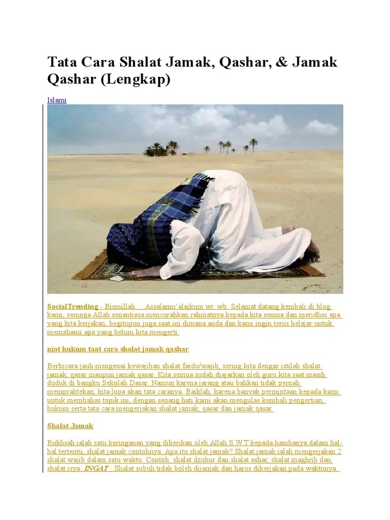 Tata Cara Shalat Jamak Qasar Takhir Dhuhur Ashar - Menata Rapi