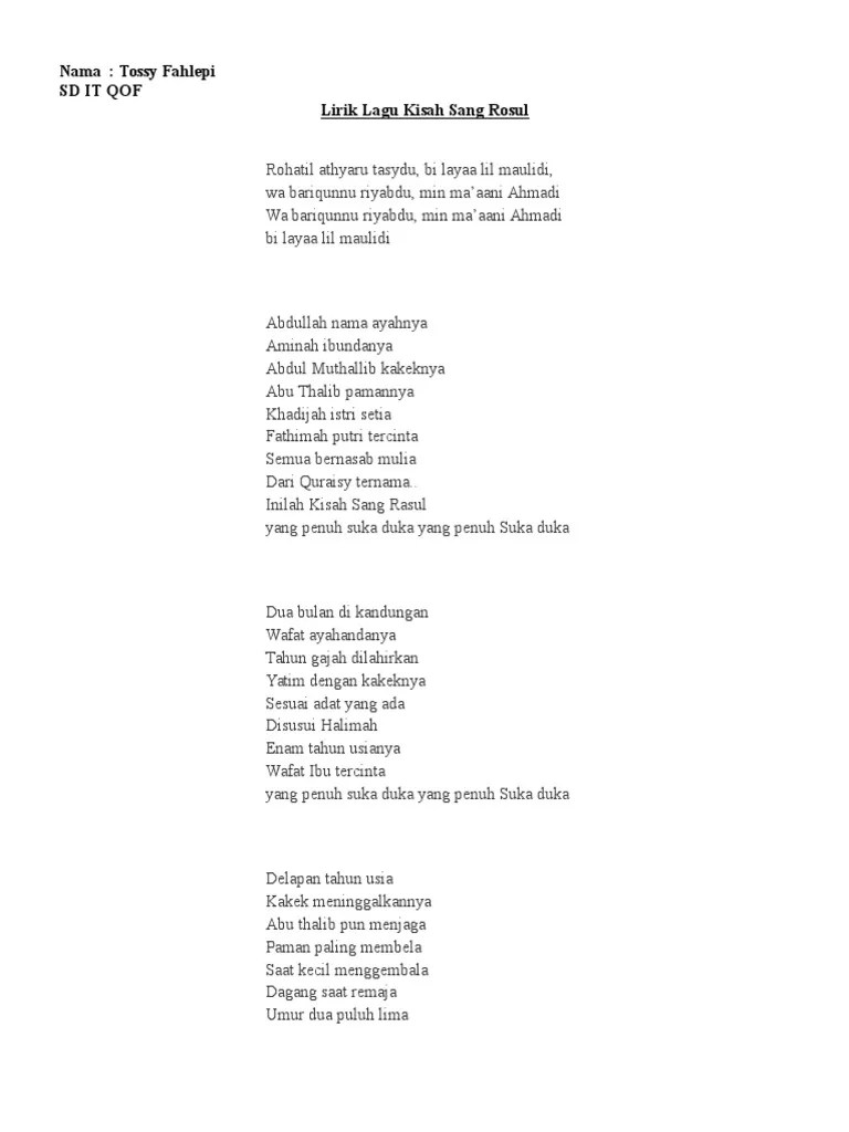 Lirik Lagu Kisah Sang Rosul | PDF
