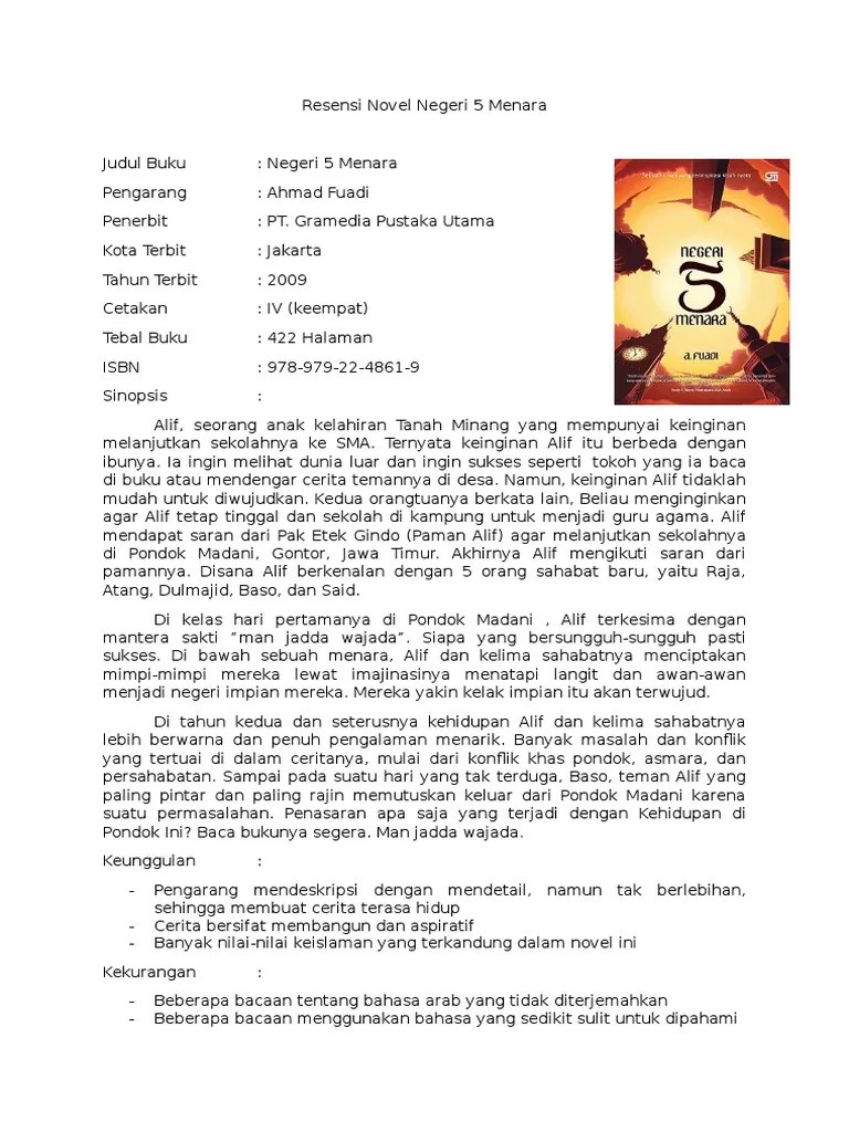 Pengayaan B.indo - Resensi Novel Negeri 5 Menara | PDF