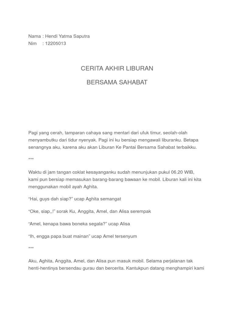 Tugas Cerita Liburan | PDF