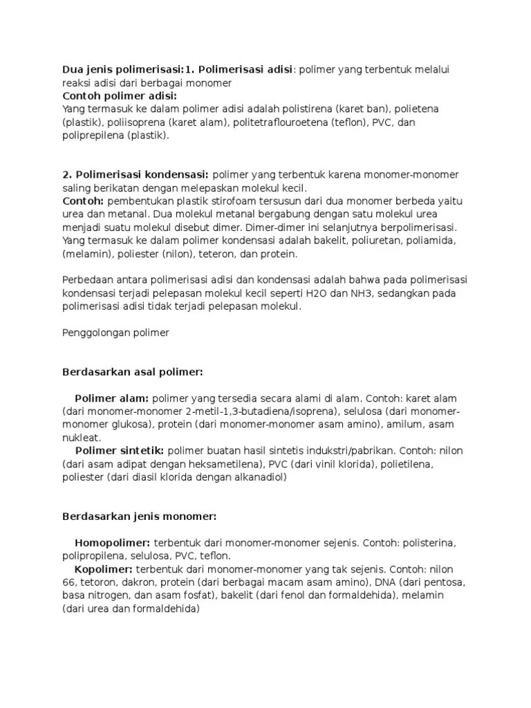 Dua Jenis Polimerisasi | PDF