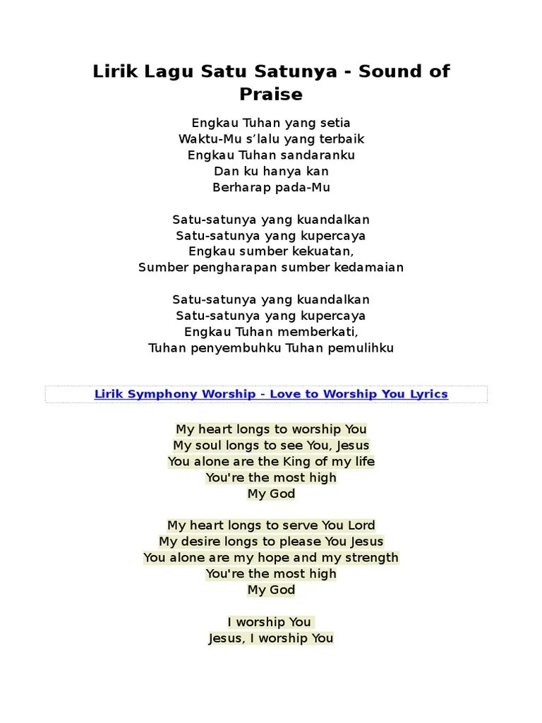 Lirik Lagu Satu Satunya | PDF