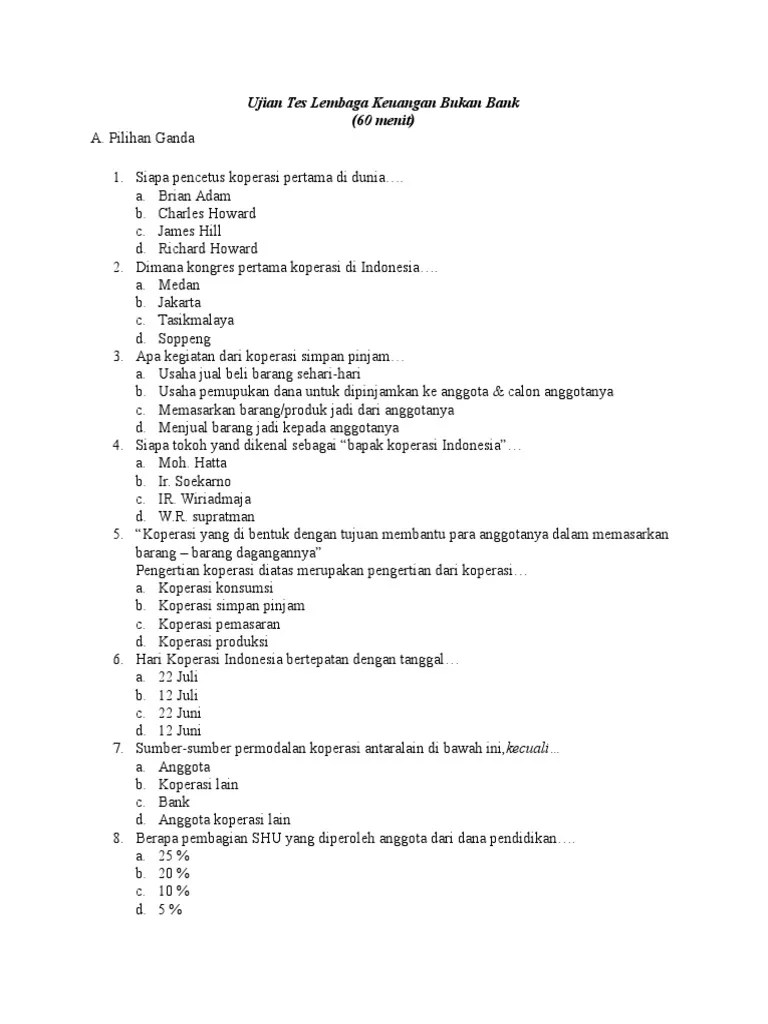 Pertanyaan Tentang Permodalan Koperasi