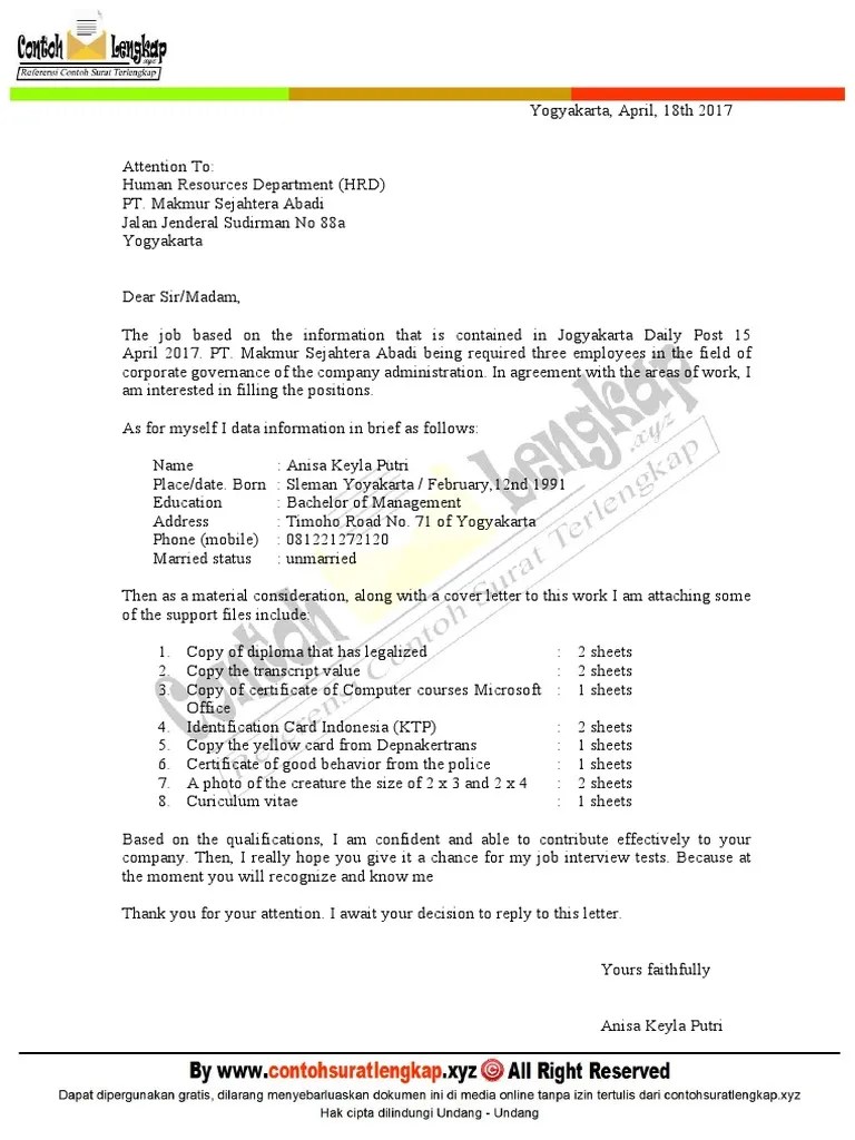 28+ Contoh Surat Lamaran Dalam Bahasa Inggris Dan Artinya - Kumpulan Contoh  Gambar