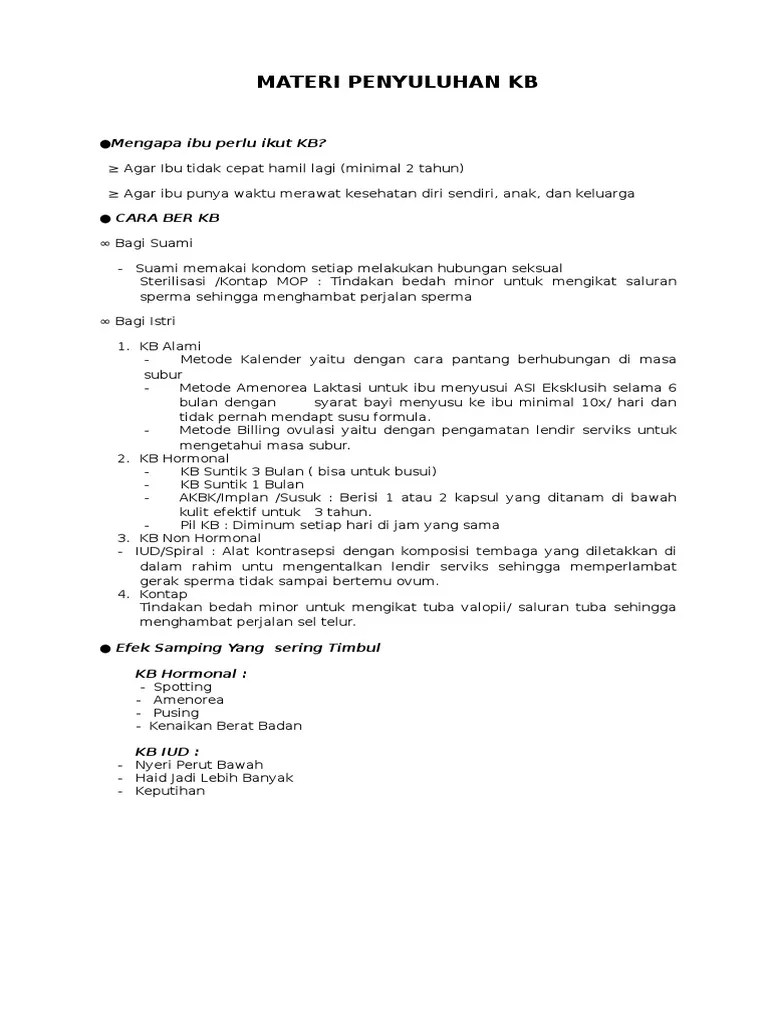 Materi Penyuluhan KB | PDF