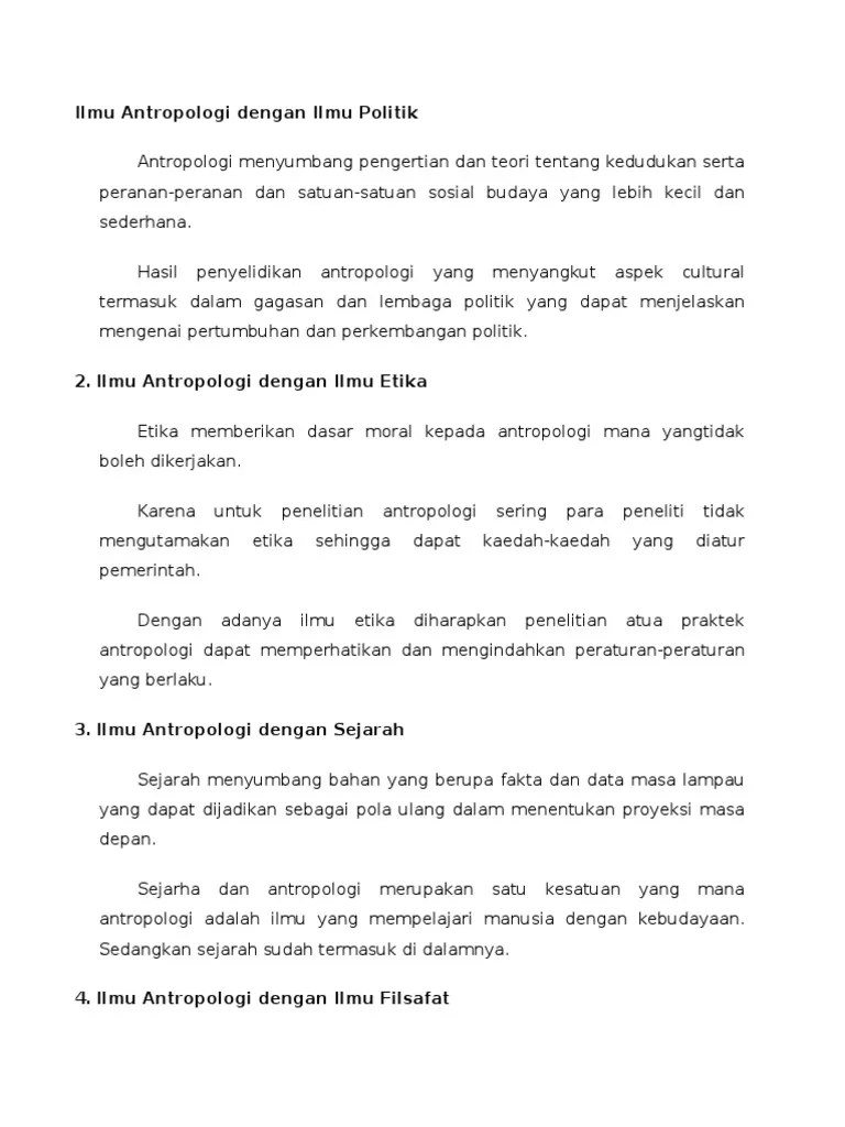 Ilmu Antropologi Dengan Ilmu Politik | PDF
