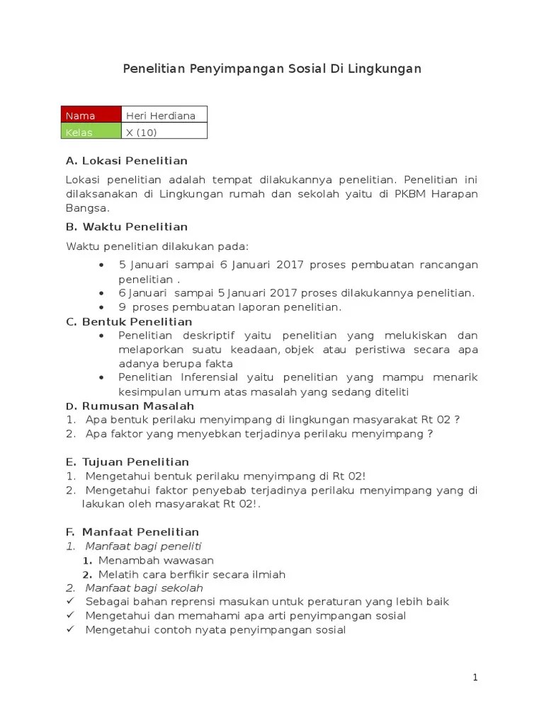 Penelitian Penyimpangan Sosial Di Lingkungan | PDF